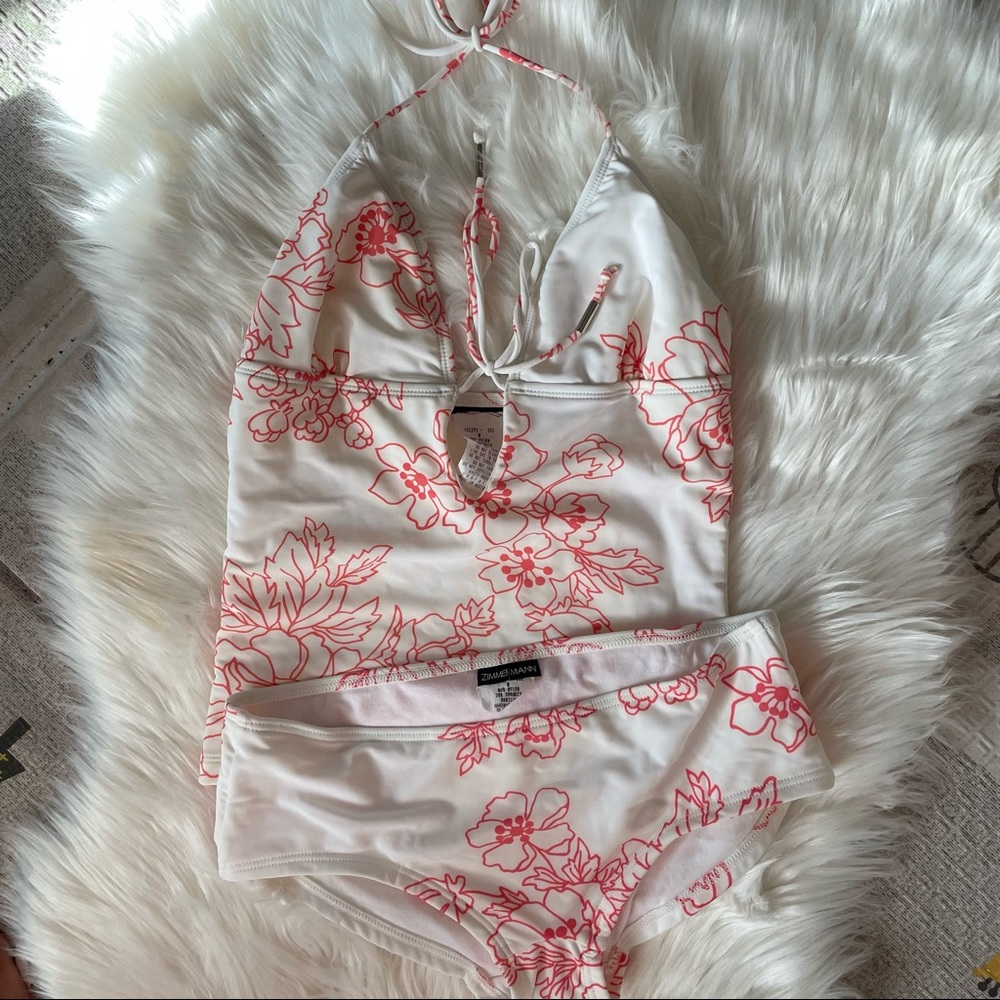NWOT Zimmermann White Tankini Swimsuit Set Size 8